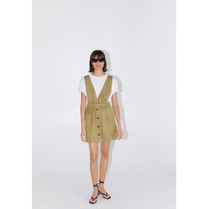 Zara pinafore dress with pockets light khaki